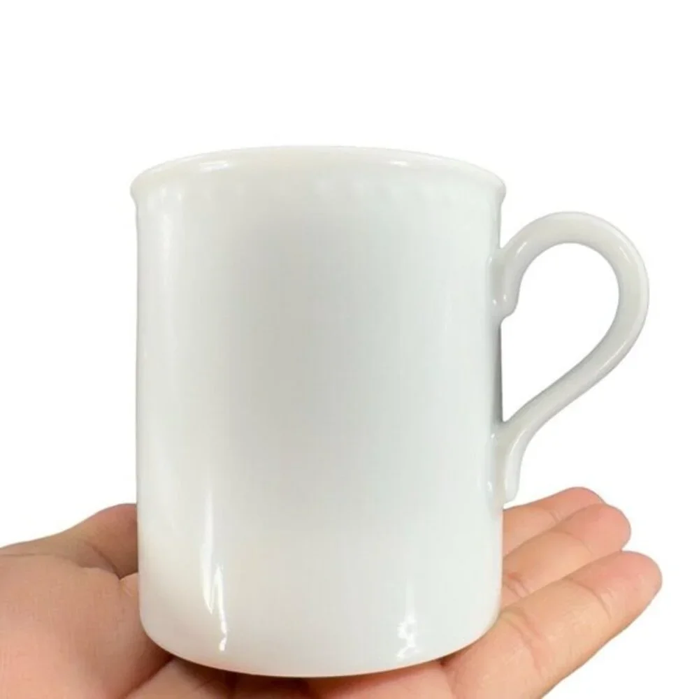 Crate & Barrel Staccato White Coffee Tea Mug Cup Kathleen Willis Japan Set 3 VTG